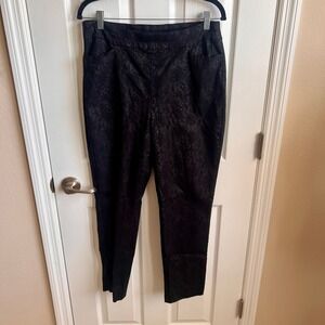 Chicos Snakeskin Print Women's Pants Black Size 2R,‎ Size 12R, Slim Fit Pull On